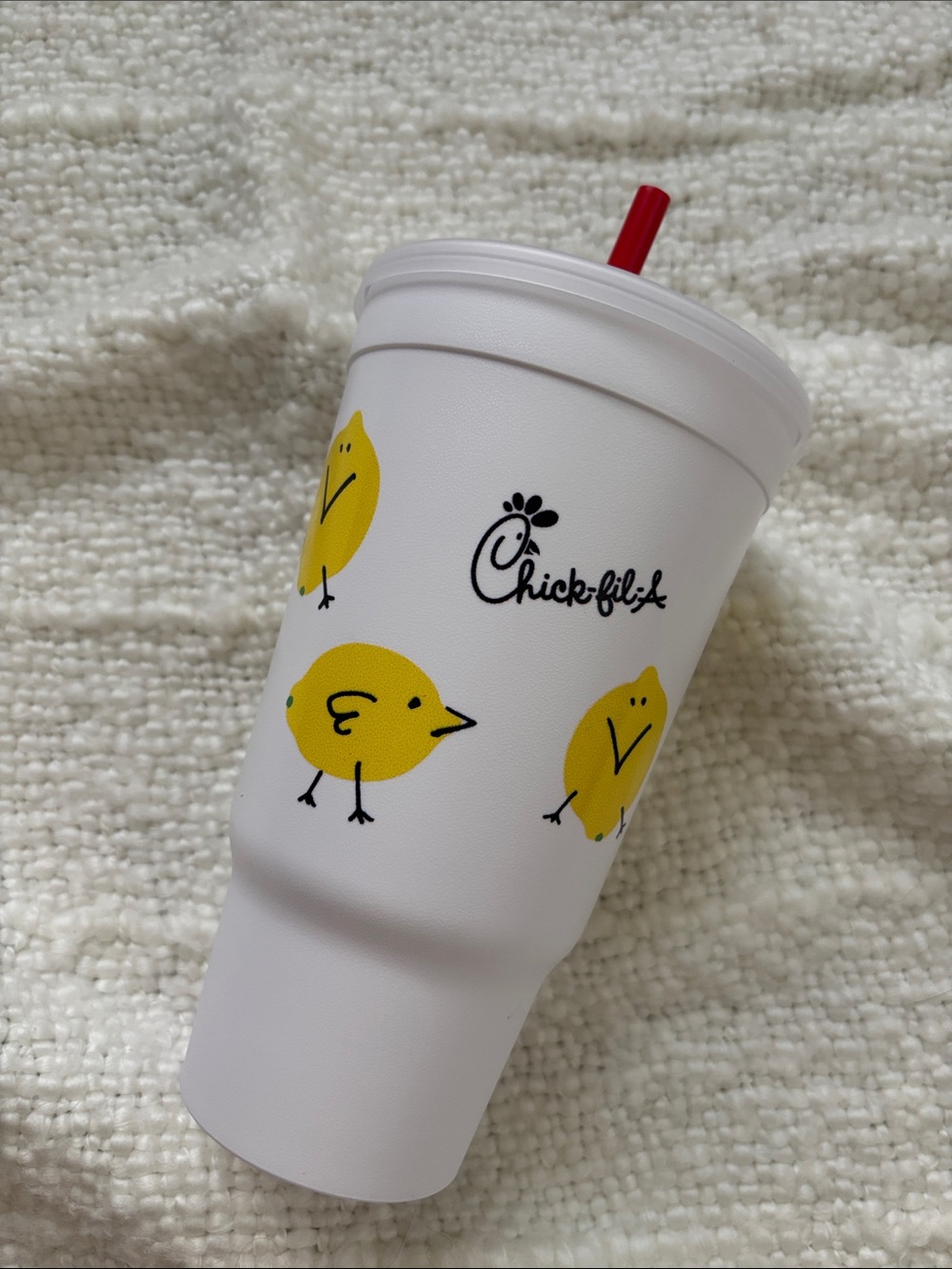 Chick-fil-A White & Yellow Chick Pattern Reusable Drink Cup